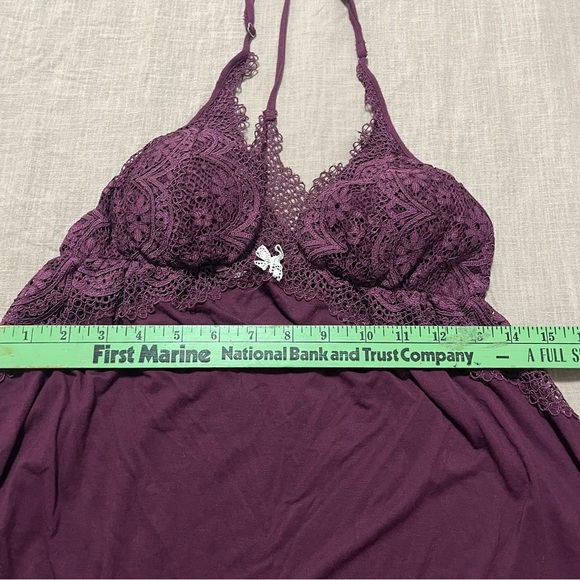 Victoria's Secret Very Sexy Plum Lace Chemise Size Large Bow Details Coquette - Picture 7 of 8